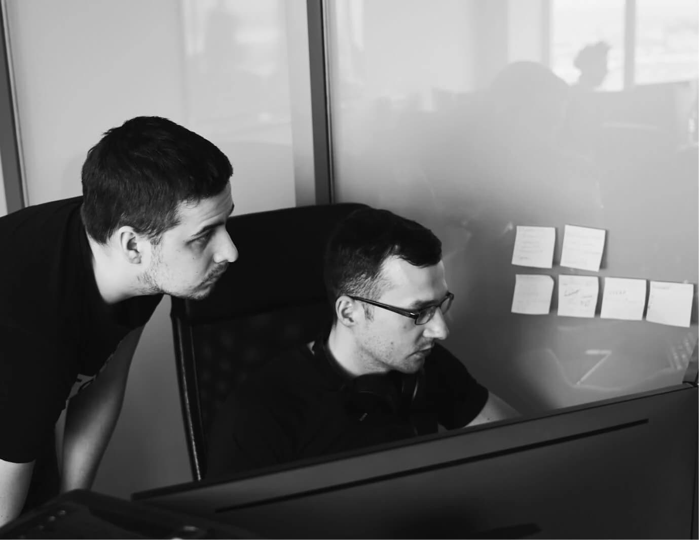 Team members working together